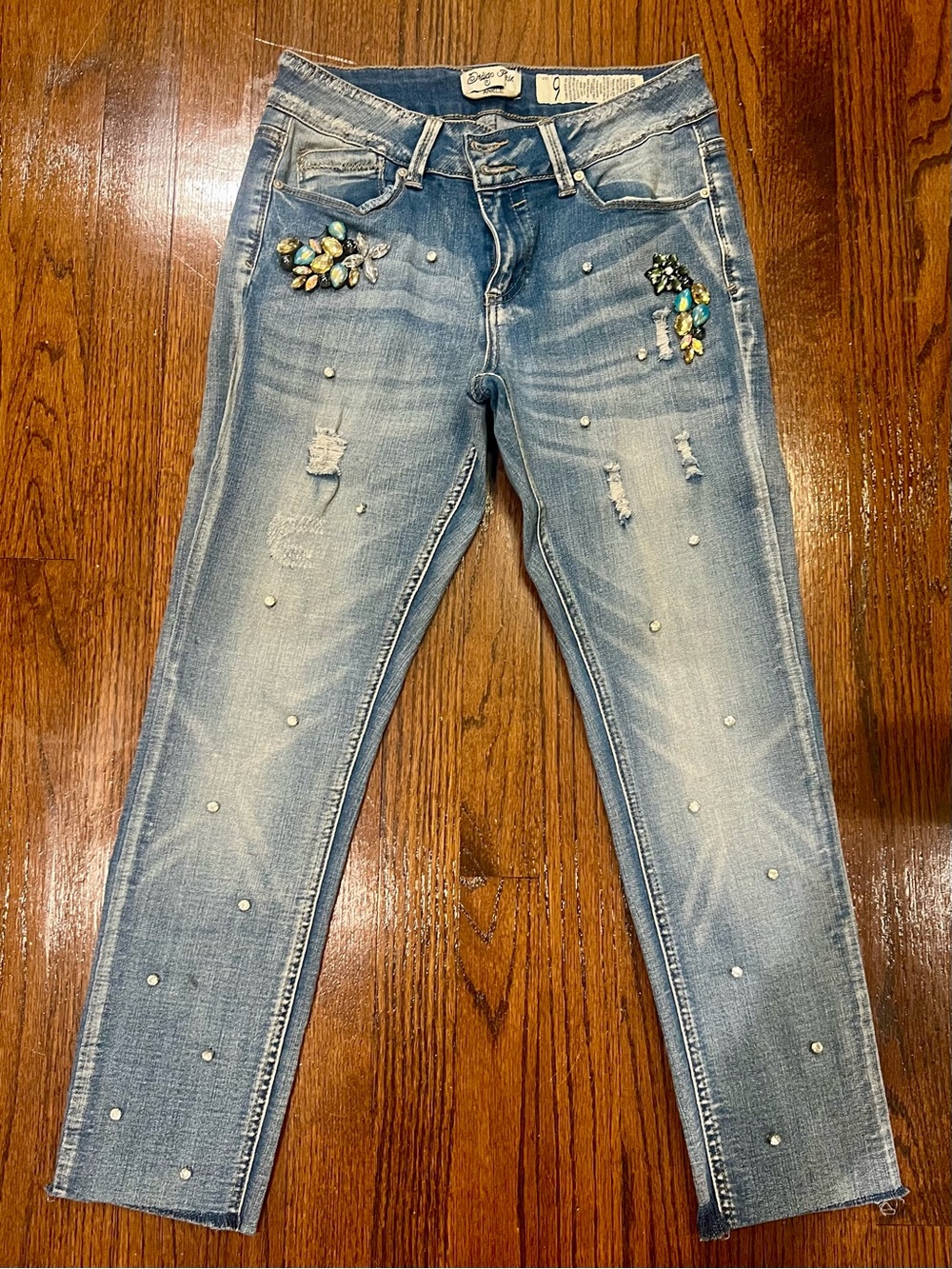 Bejeweled Light Blue Women's Jeans - Designer
